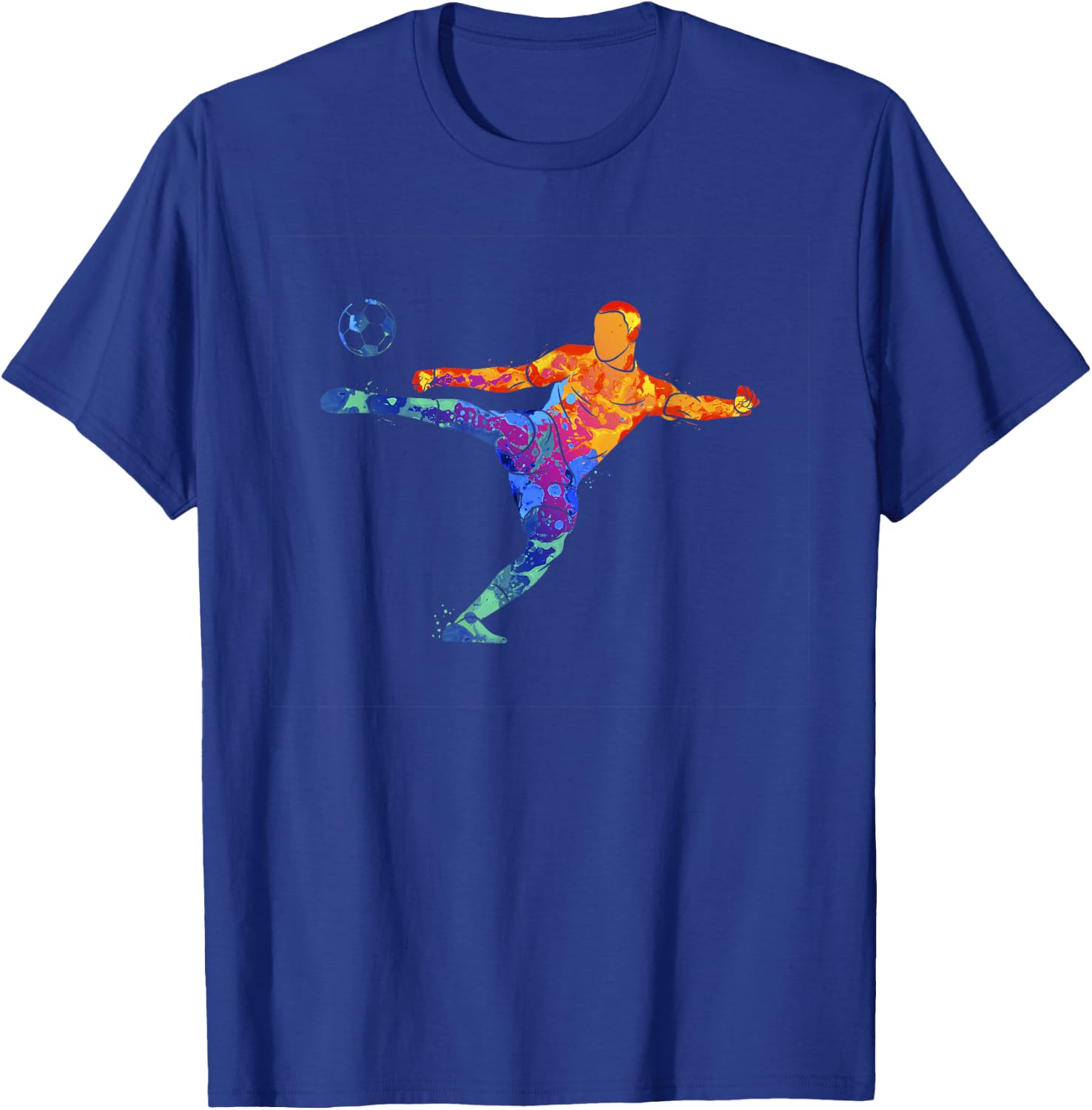 Soccer Athlete Sports Graphic Drawing T-Shirt - T-Shirt | Royal