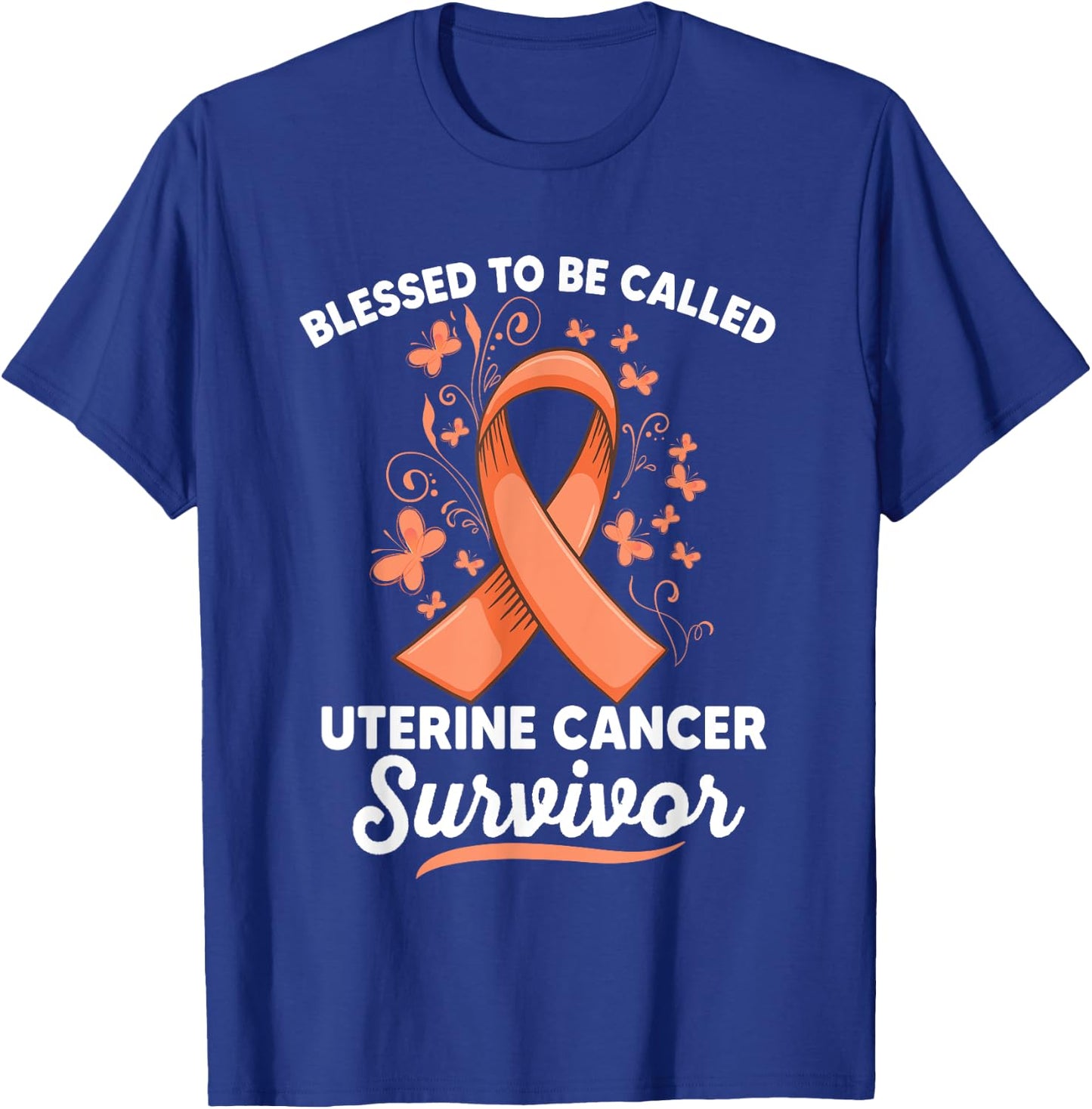 Peach ribbon support survivor of uterine cancer awareness T-Shirt - T-Shirt | Royal