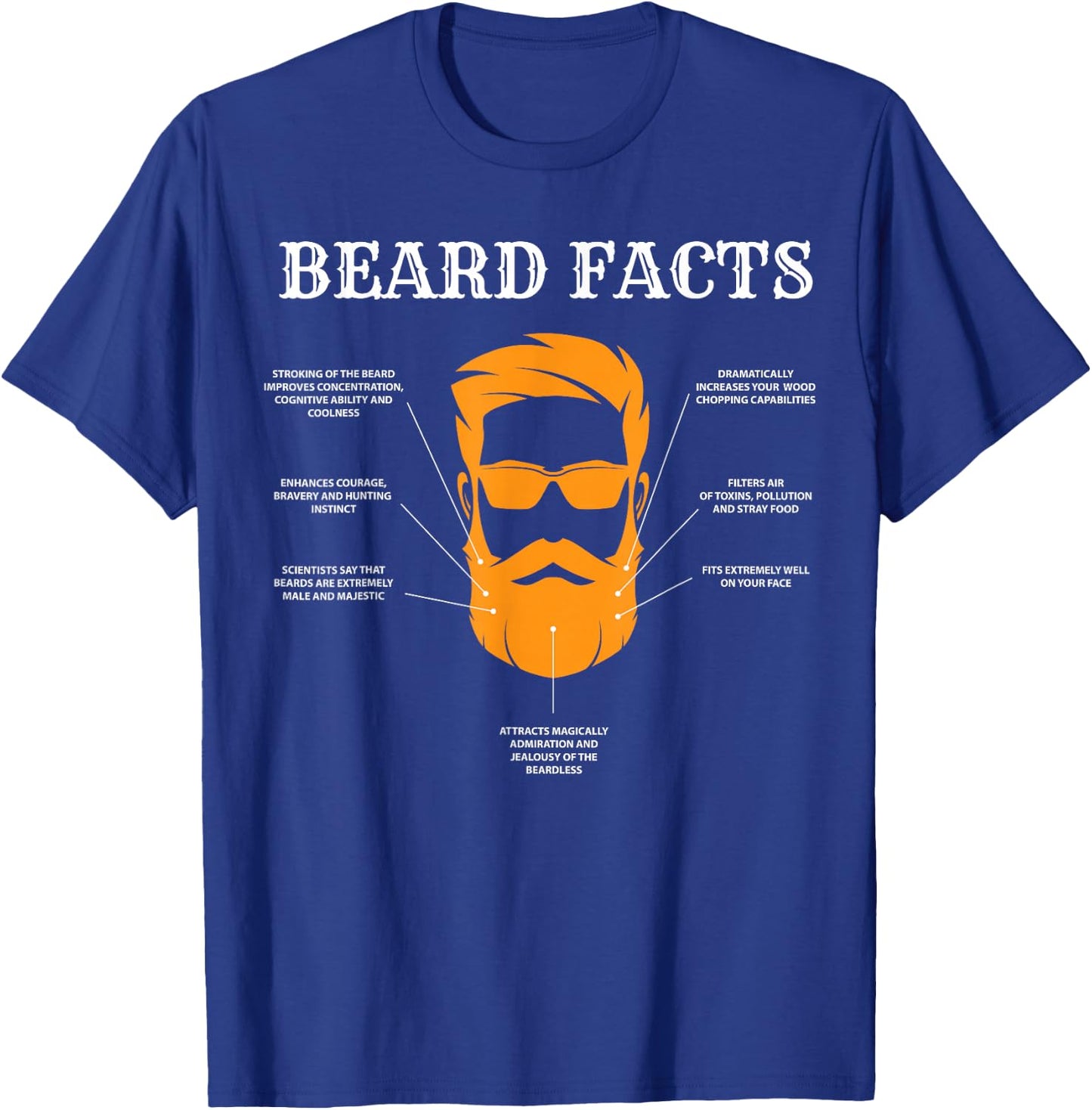 Funny Beard Facts, Bearded Man, Barber, Beard Lover T-Shirt - T-Shirt | Royal