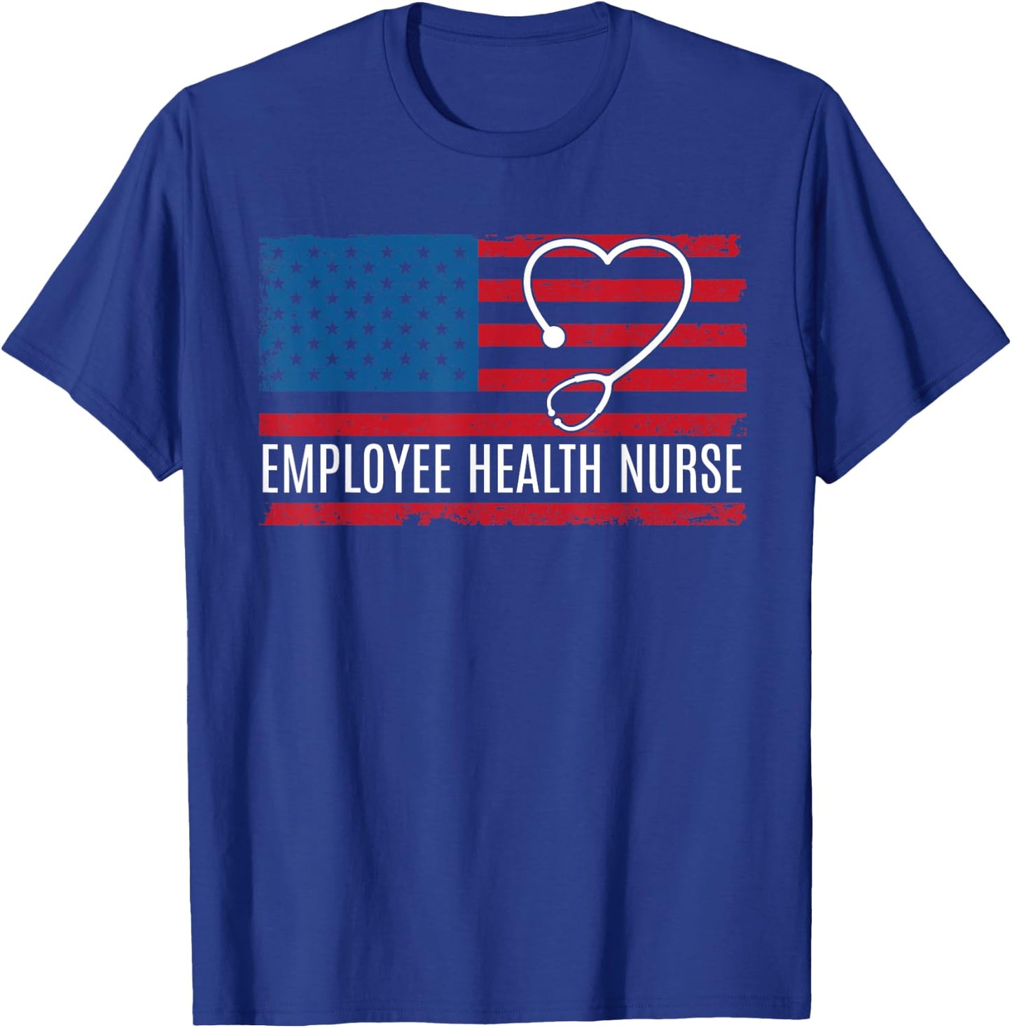 Employee Health Worker Nurse USA Flag Patriotic Women Kids Men T-Shirt - T-Shirt | Royal