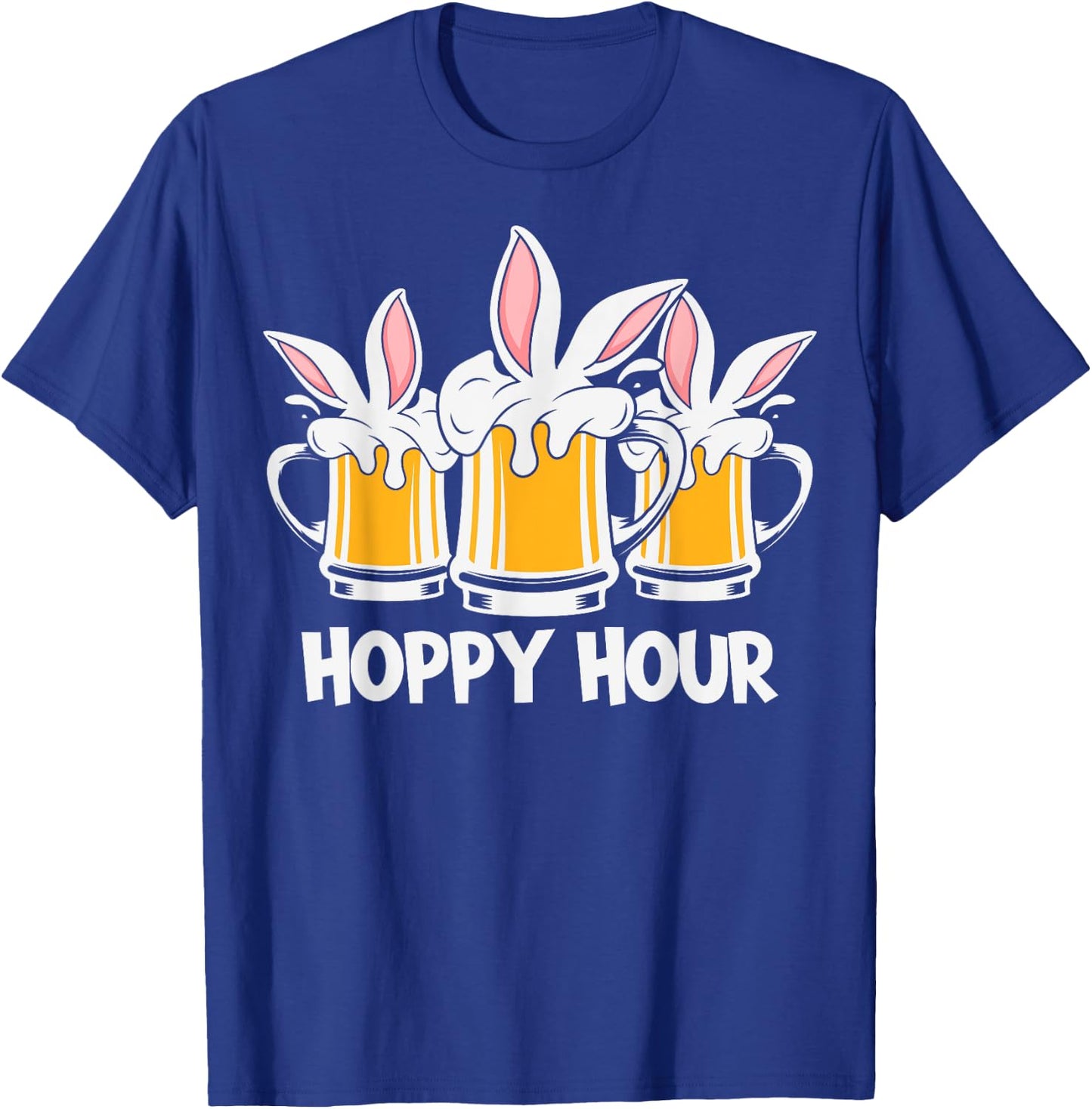 Hoppy Hour Funny Easter Beer Pints Bunny Ears Drinking Gift T-Shirt - T-Shirt | Royal