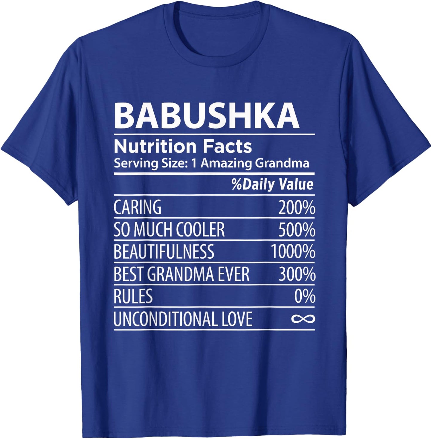 Babushka Nutrition Facts | Funny Russian Grandma T-Shirt - T-Shirt | Royal