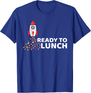 Ready To Lunch - Food Space & Pizza Rocket T-Shirt - T-Shirt | Royal