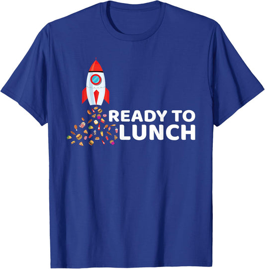 Ready To Lunch - Food Space & Pizza Rocket T-Shirt - T-Shirt | Royal