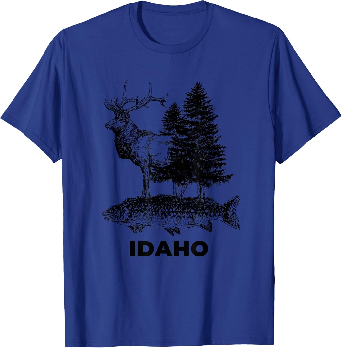 Idaho Vacation and Elk Trout Fish T-Shirt - T-Shirt | Royal