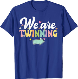 We're Twinning with My Bestie Twin Day Spirit Week Retro 70s T-Shirt - T-Shirt | Royal