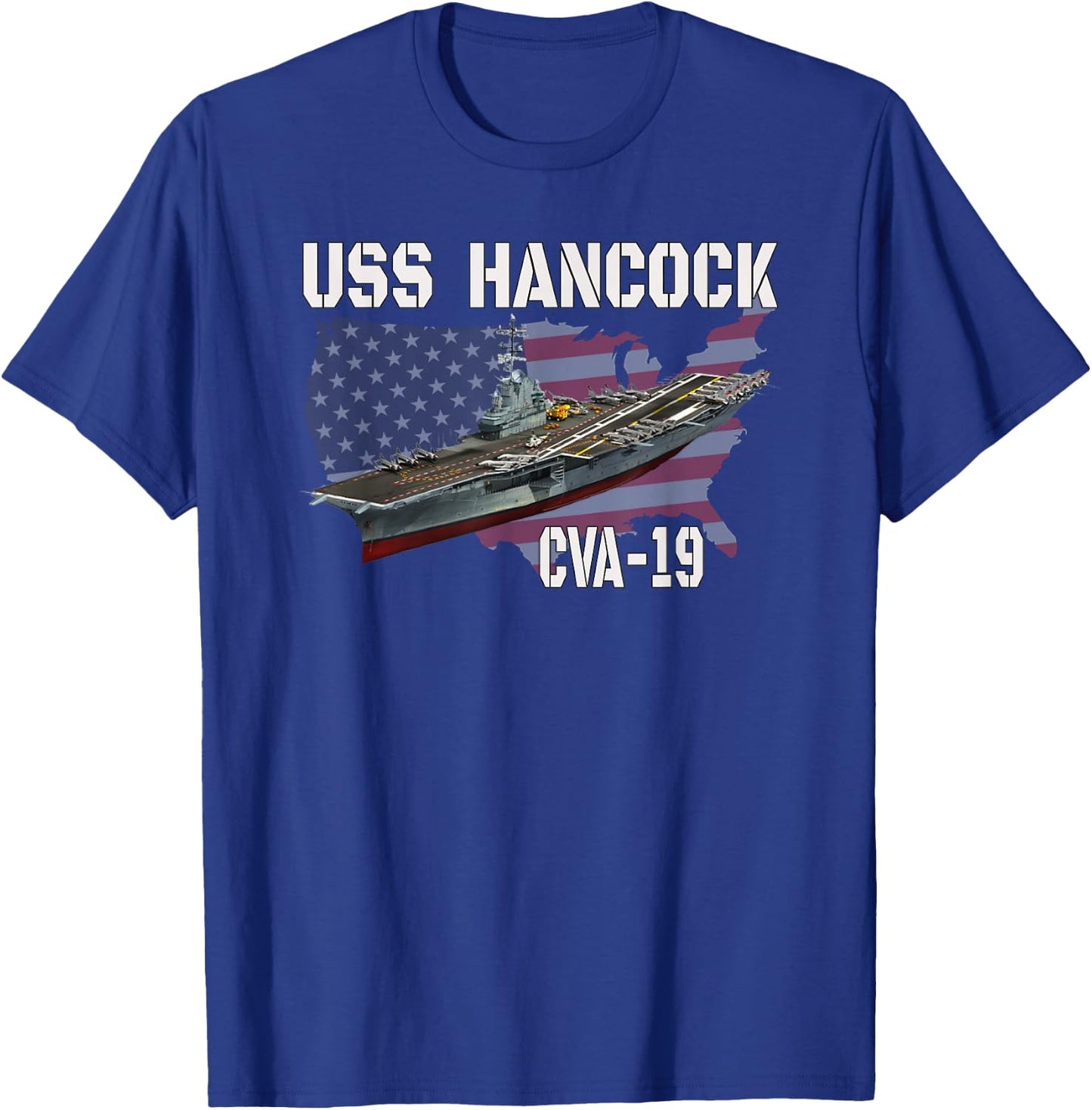 USS Hancock CVA-19 Aircraft Carrier Veterans Day Fathers Day T-Shirt - T-Shirt | Royal