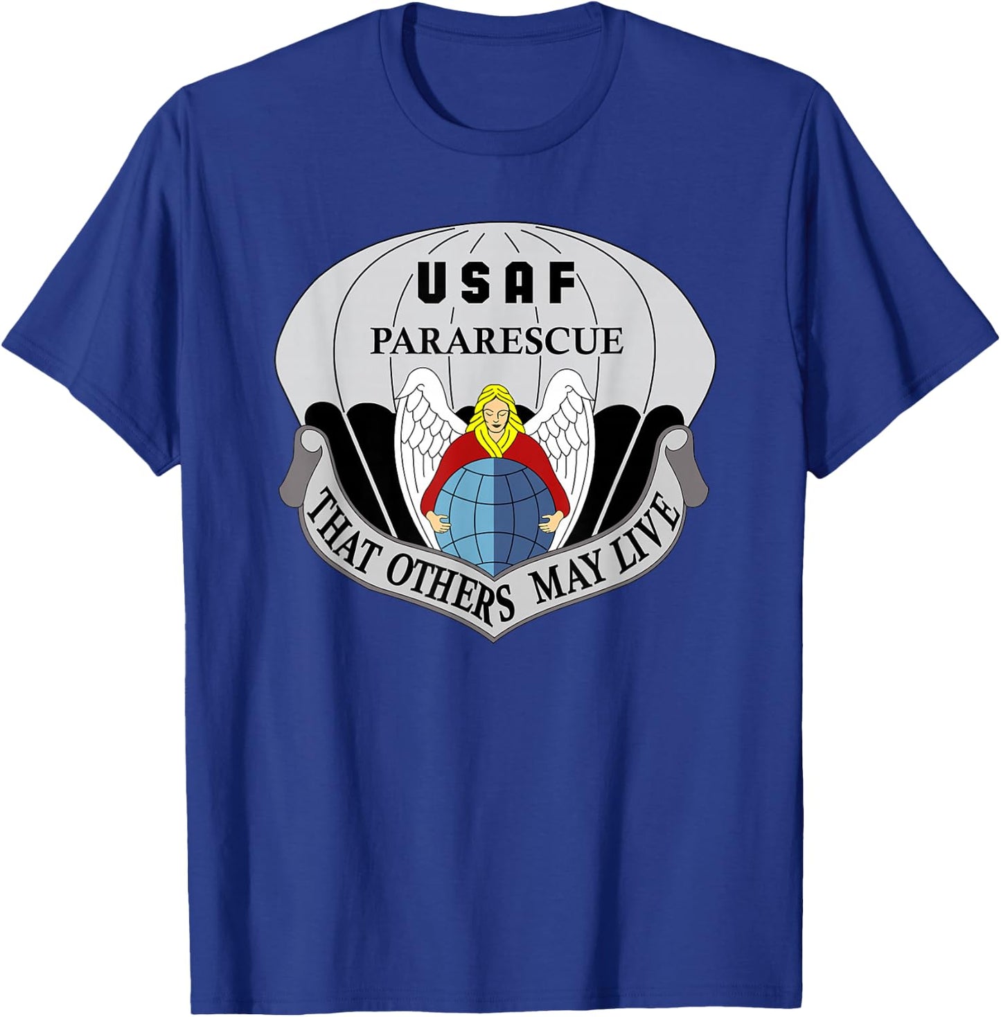 US Air Force (USAF) Pararescue (PJs) Unit Flash Center T-Shirt - T-Shirt | Royal