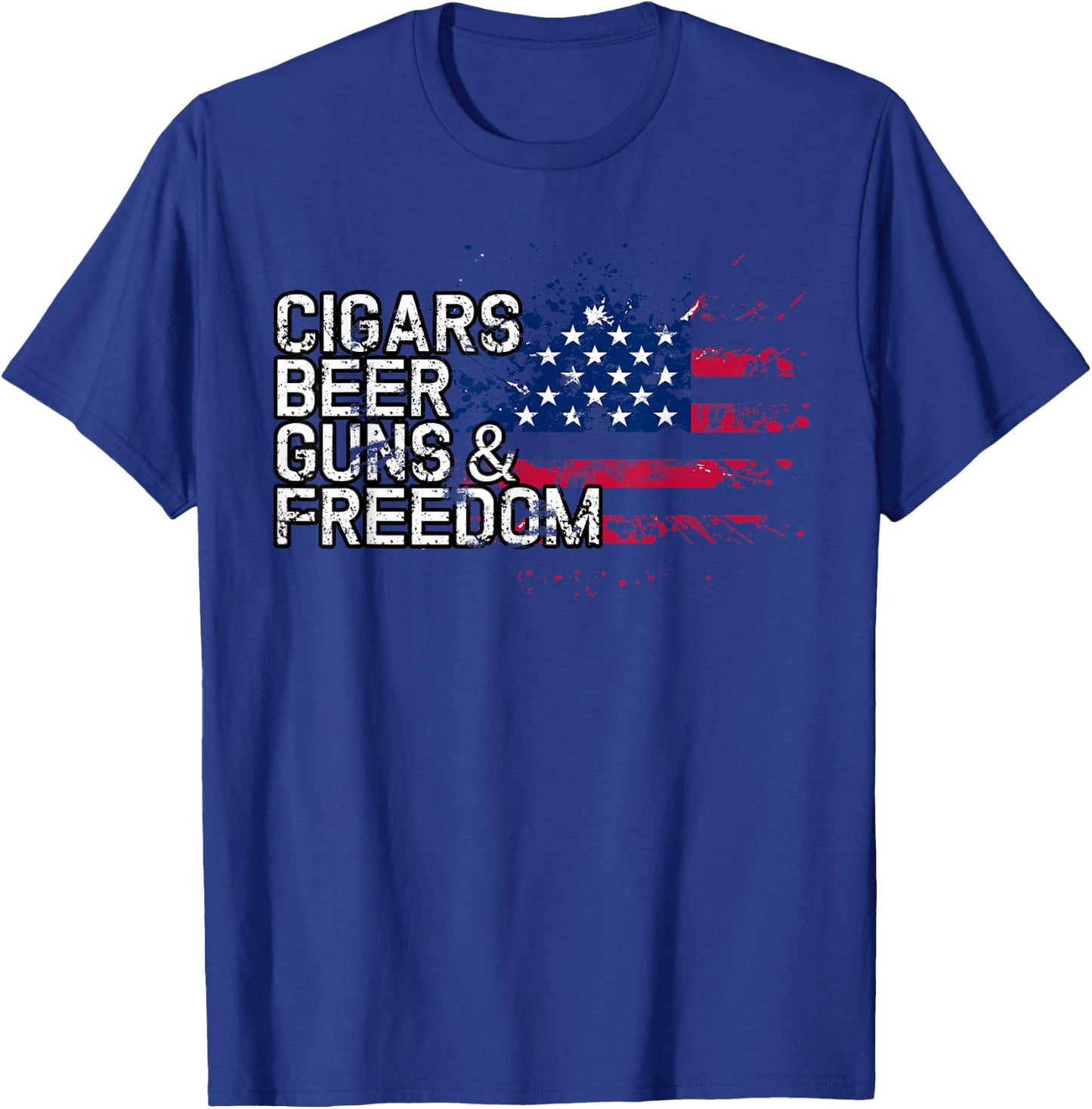 Cigars Beer Guns & Freedom Beers Bar T-Shirt - T-Shirt | Royal