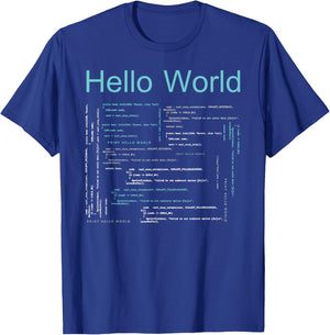 Hello World Funny HTML Code Programmer Language T-Shirt - T-Shirt | Royal