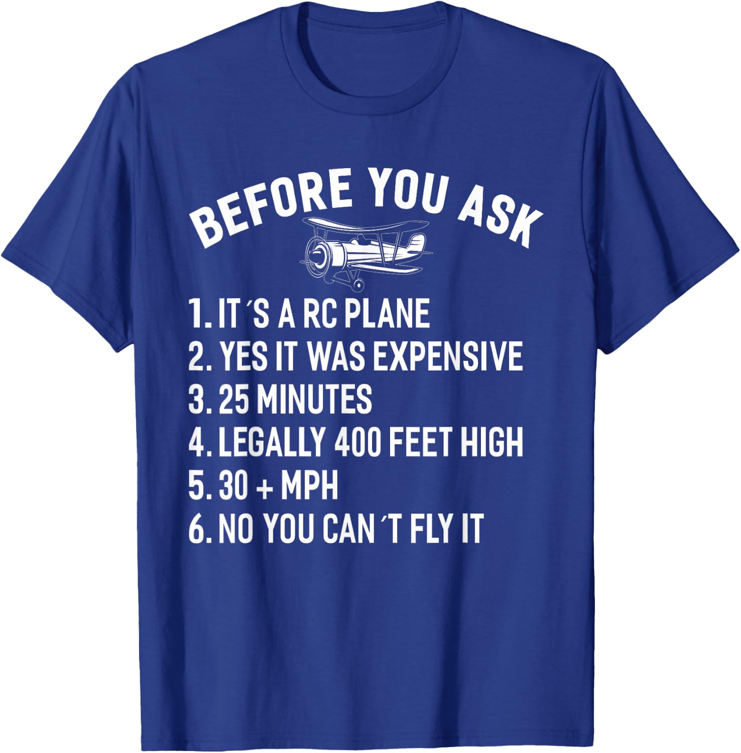 RC Airplane Remote Controlled Seaplane RC Hobby Plane T-Shirt - T-Shirt | Royal
