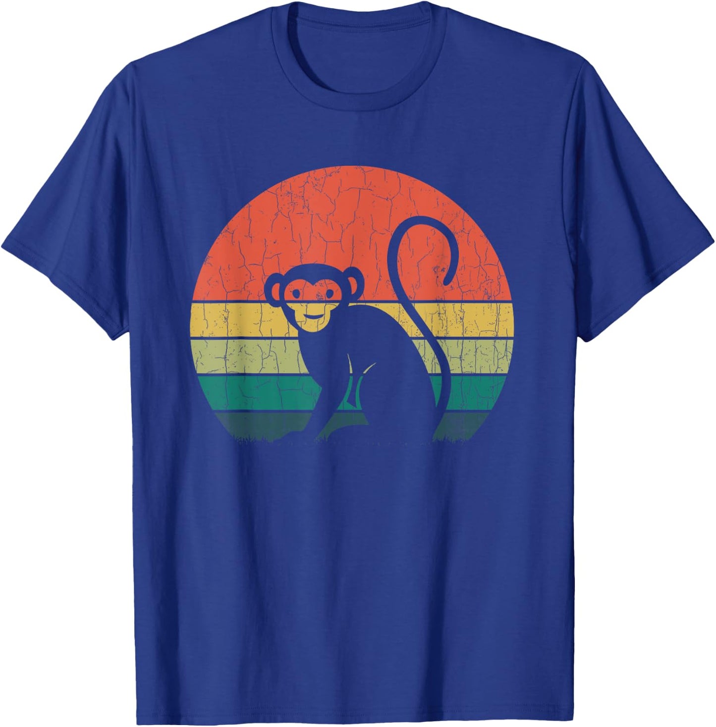 Retro Vintage Chimpanzee Funny Monkey Animal Lover Graphic T-Shirt - T-Shirt | Royal
