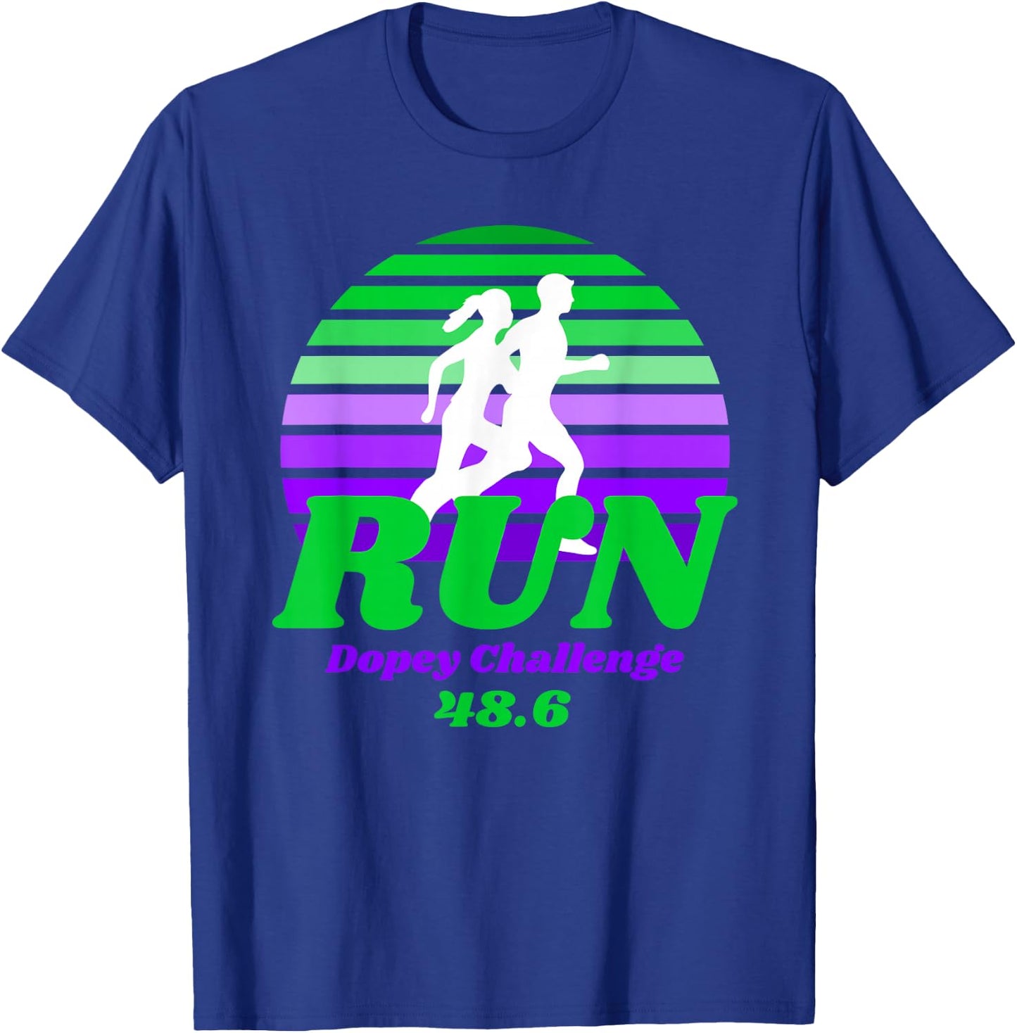 Run Dopey Challenge Sunset Marathon Runner Graphic T-Shirt - T-Shirt | Royal
