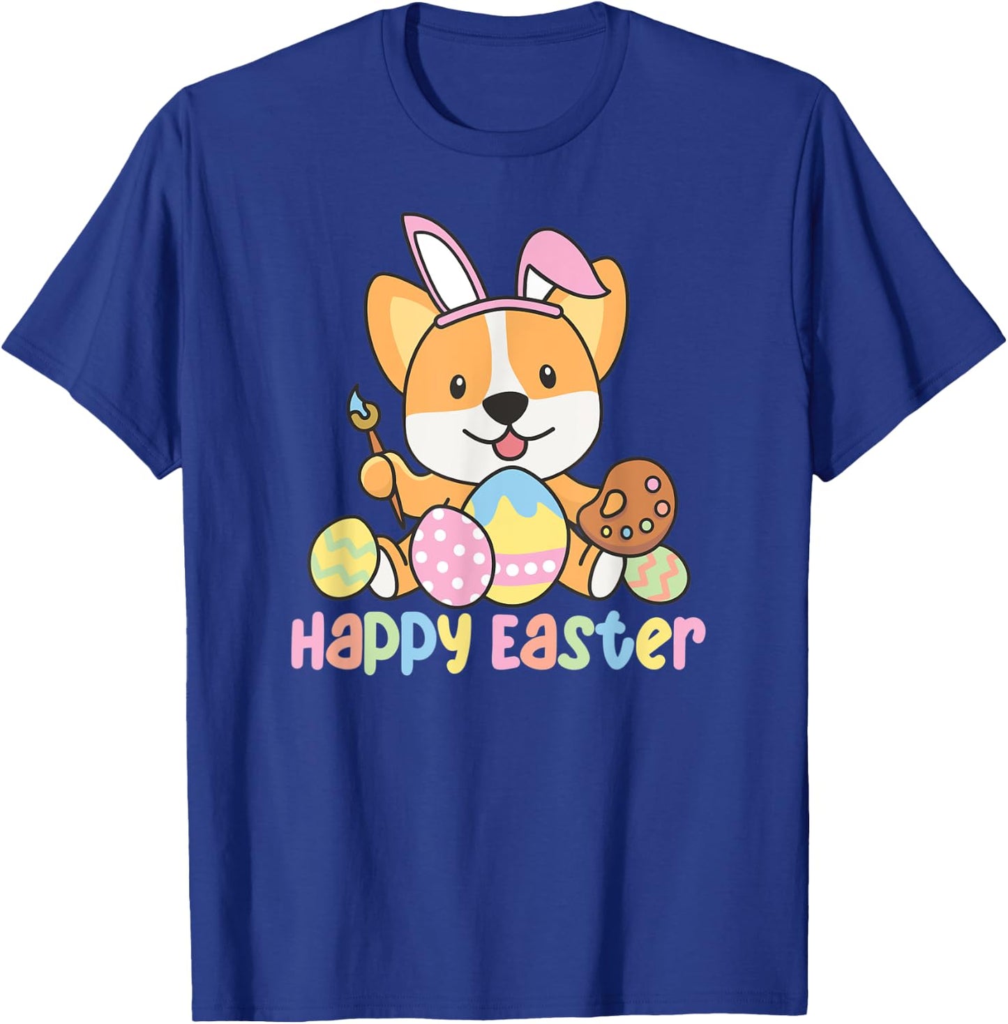 Happy Easter Cute Corgi At Easter With Easter Eggs T-Shirt - T-Shirt | Royal