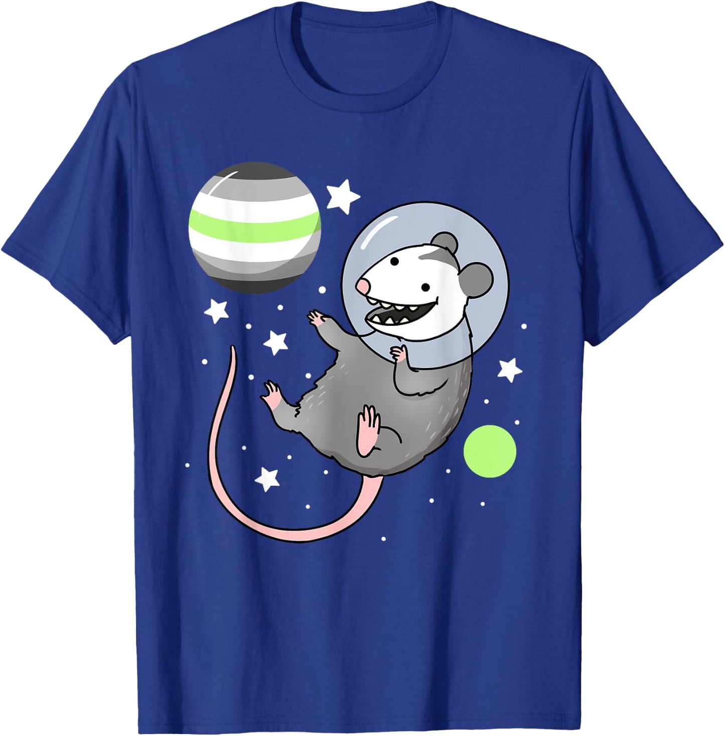 Opossum Astronaut Agender Pride T-Shirt - T-Shirt | Royal