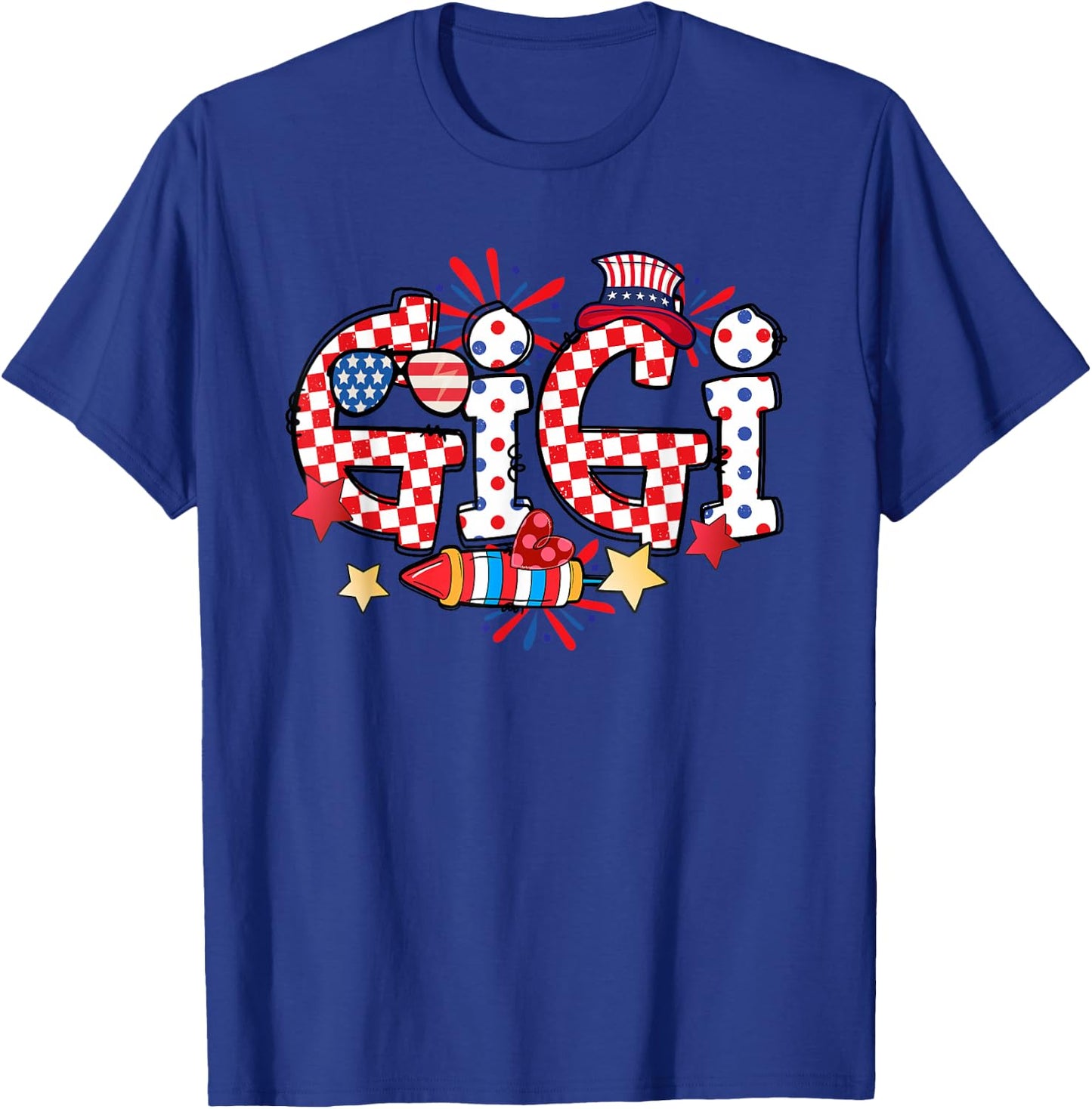 Gigi Sunglasses USA Flag Fireworks Patriotic 4th Of July T-Shirt - T-Shirt | Royal