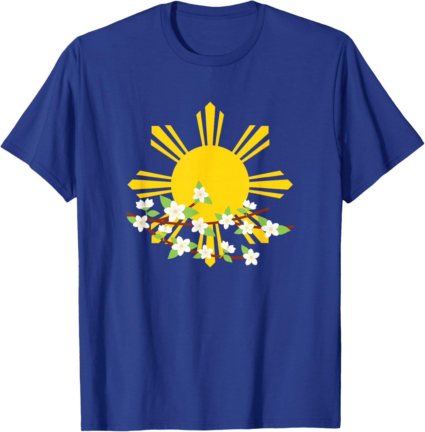 Philippines Sun and Sampaguita Flower | Pinoy Pinay Pride T-Shirt - T-Shirt | Royal