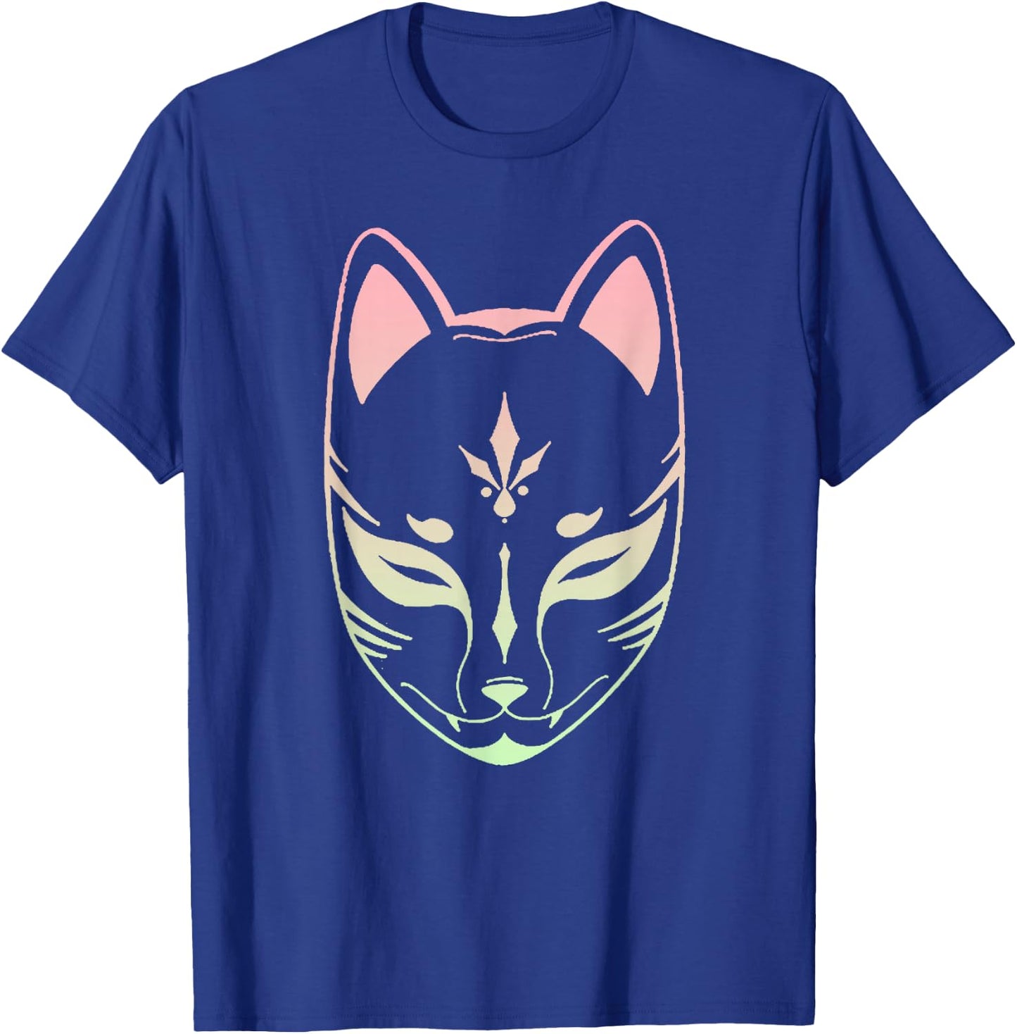 Anime Kitsune Retro Vintage Japanese Fox Mask T-Shirt - T-Shirt | Royal
