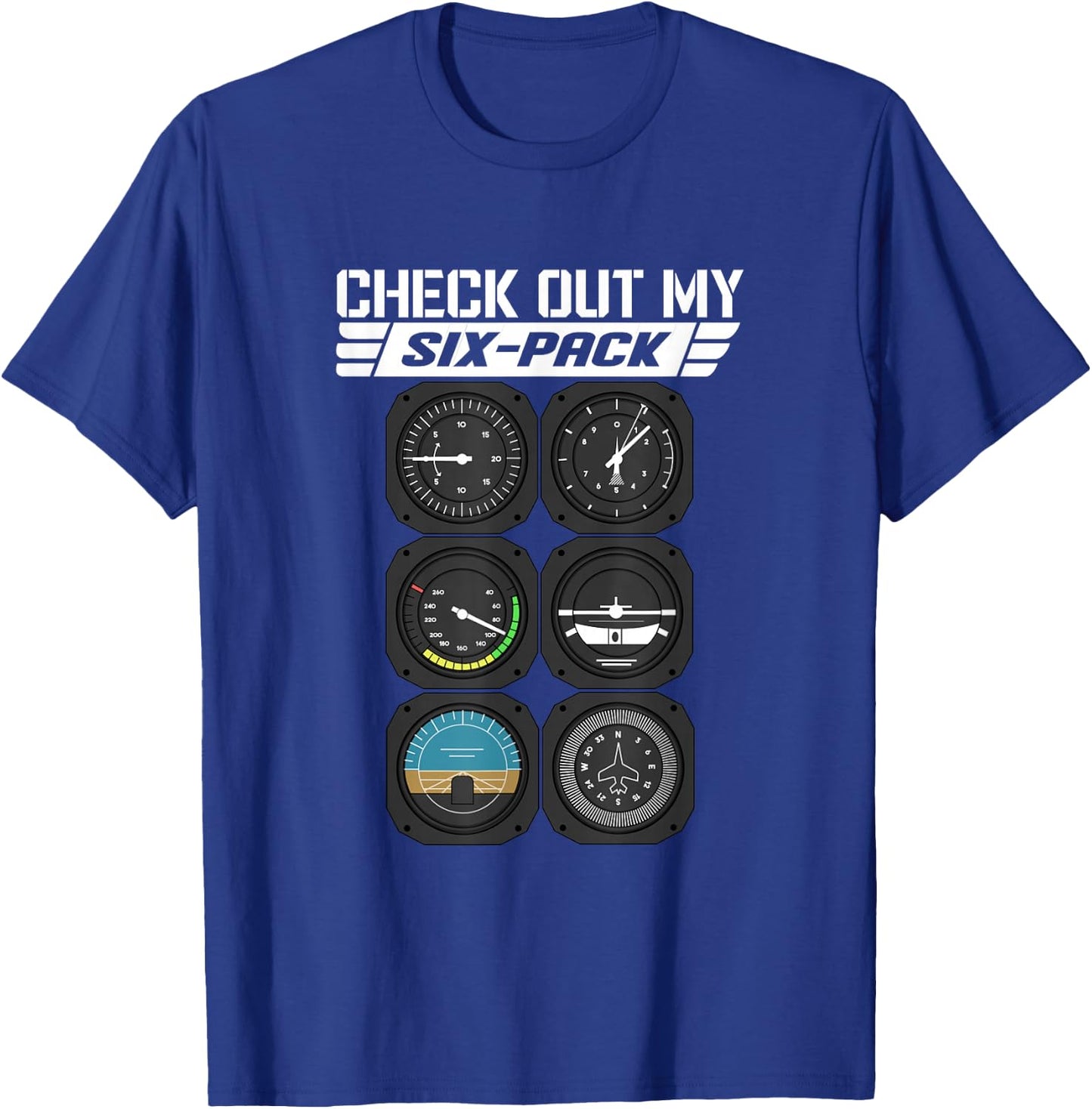 Flight Instruments Pilot Cockpit Tools Altitude Meter Pilot T-Shirt - T-Shirt | Royal