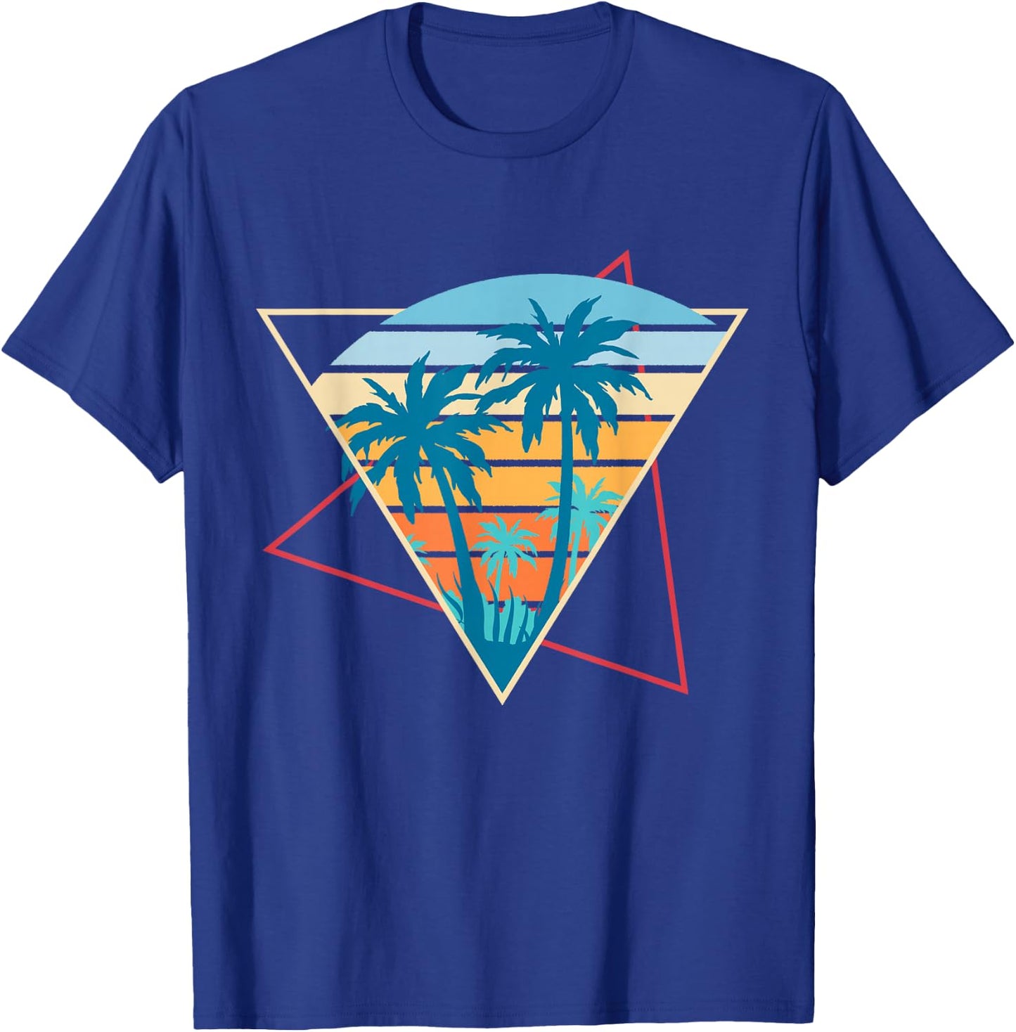 Retro Beach Sunset Vacation Palm Trees Tropical Summer T-Shirt - T-Shirt | Royal