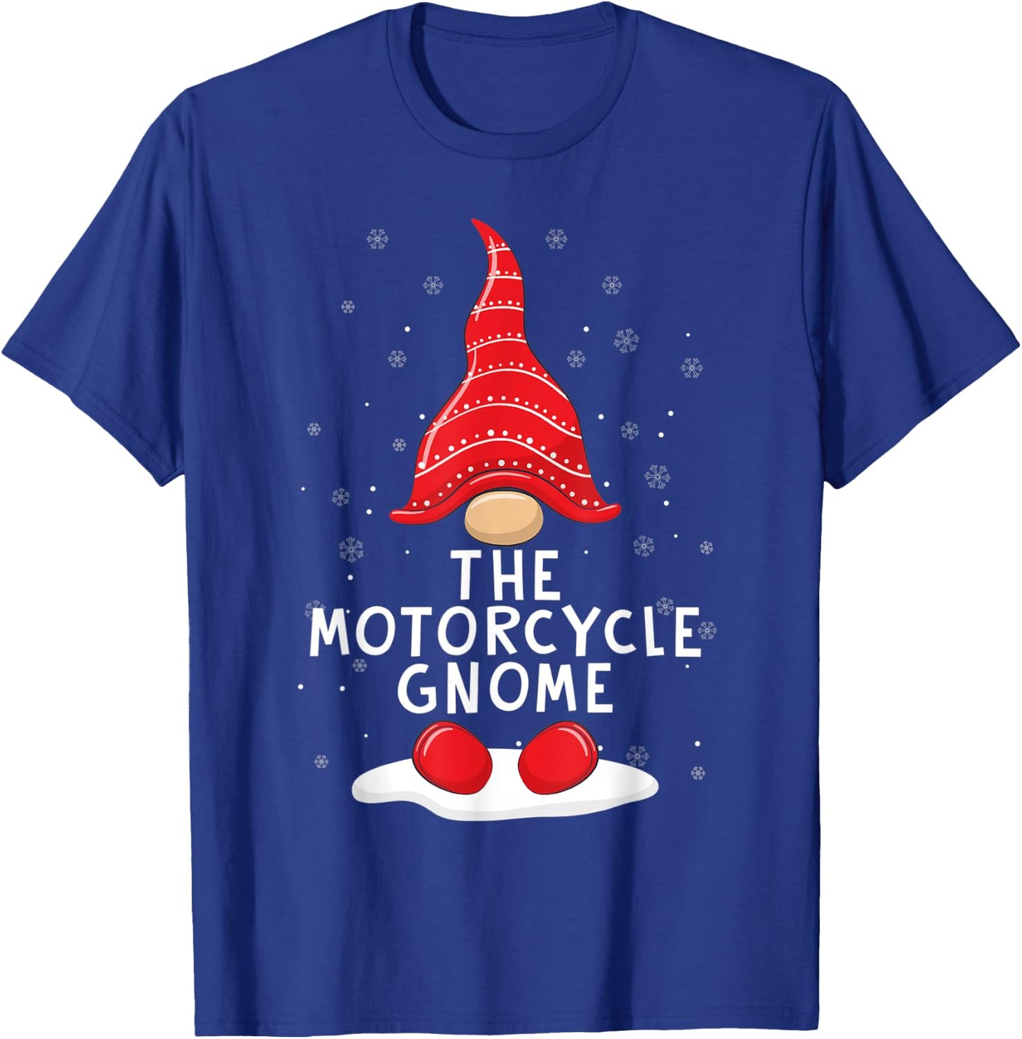 Funny The Motorcycle Gnome Christmas Pajamas Xmas Holiday T-Shirt - T-Shirt | Royal