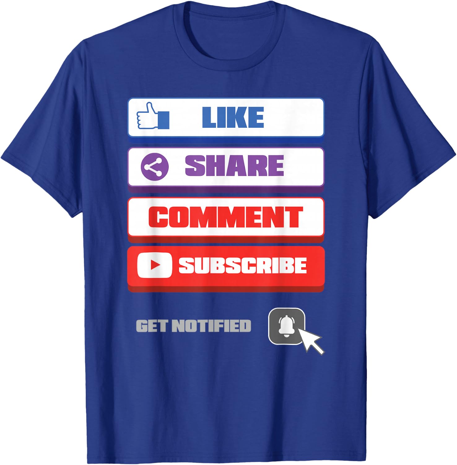 Social Media Like Share Comment Subscribe Vlogger T-Shirt - T-Shirt | Royal