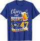 47th Birthday Cheers And Beers To 47 Years Born In 1975 T-Shirt - T-Shirt | Royal