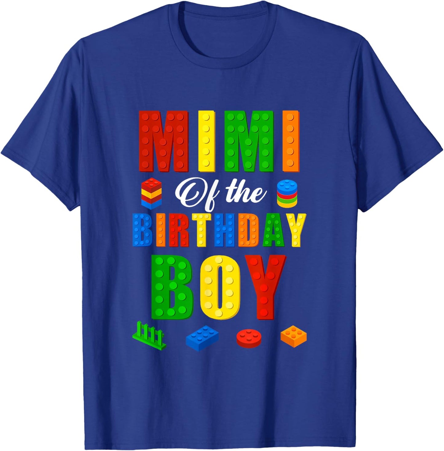 Mimi Birthday Boy Master Builder Building Bricks Blocks T-Shirt - T-Shirt | Royal
