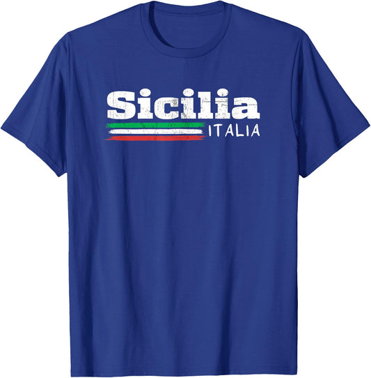 Vintage Sicilia Italia Sicily Italian Flag Italy Souvenir T-Shirt - T-Shirt | Royal