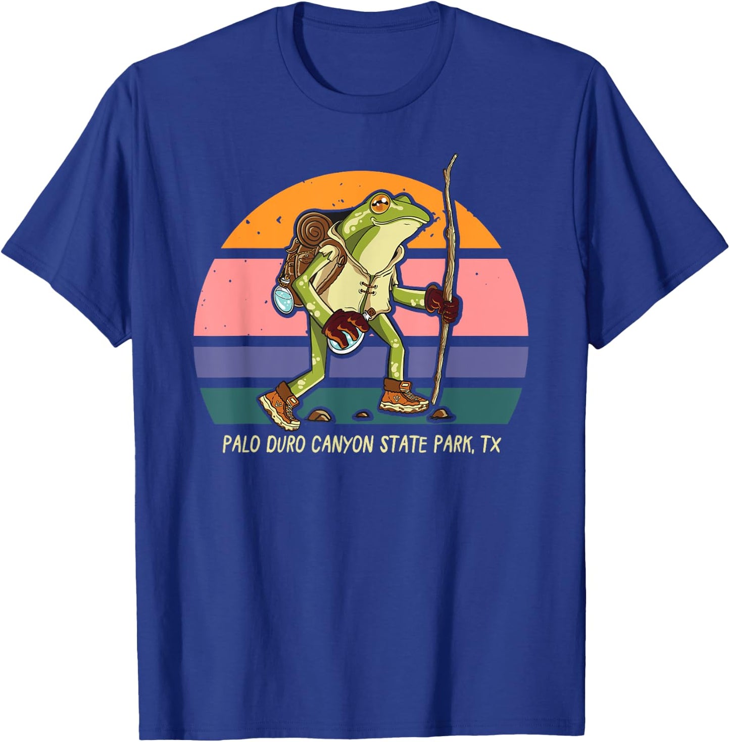 Palo Duro Canyon State Park Texas Hiking Frog Walker Camping T-Shirt - T-Shirt | Royal