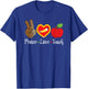 Peace Love Teach Leopard Print Heart Pencil Apple Teacher T-Shirt - T-Shirt | Royal