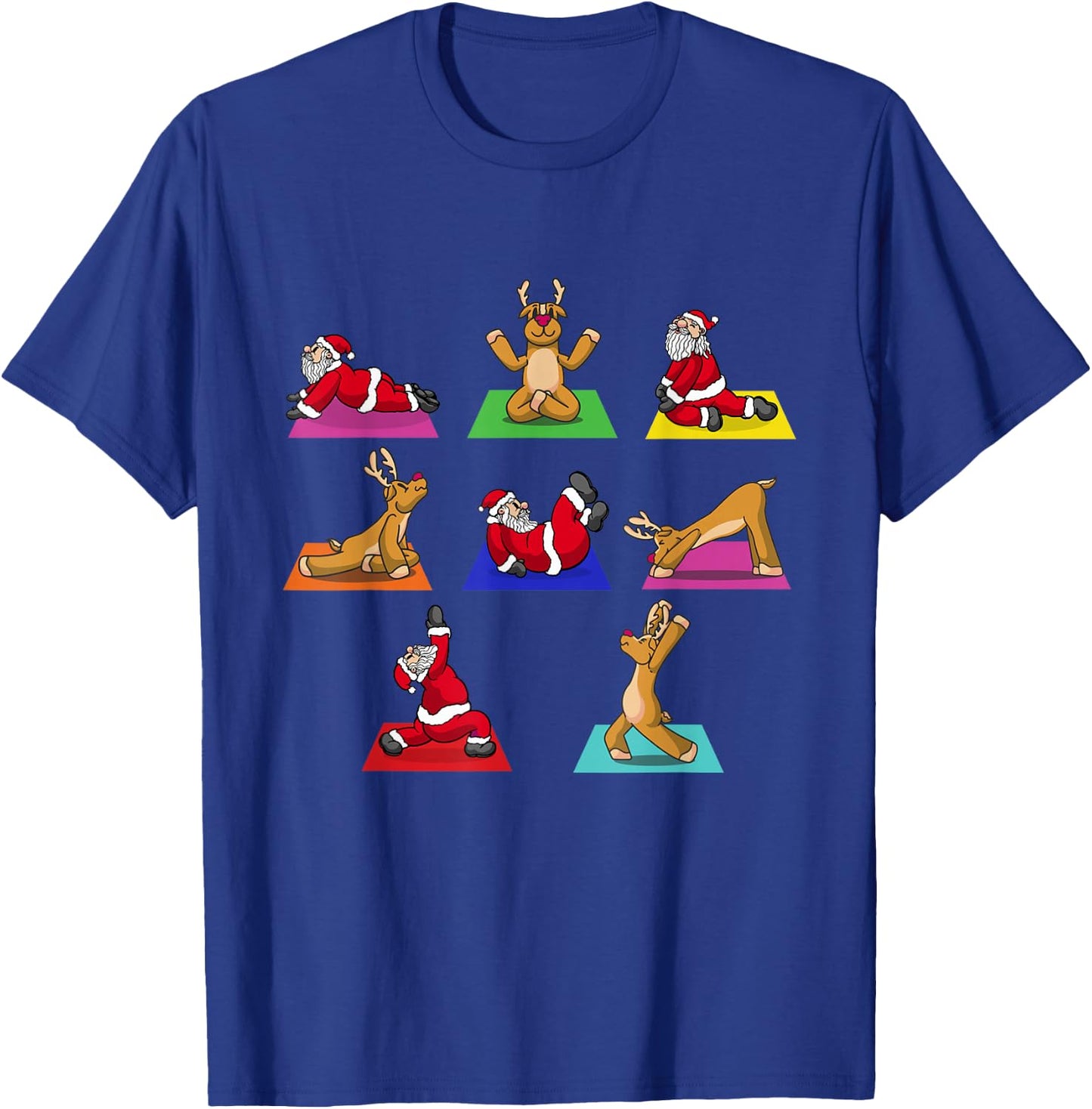 Reindeer Santa Claus Yoga Outfit Ladies Meditation Christmas T-Shirt - T-Shirt | Royal