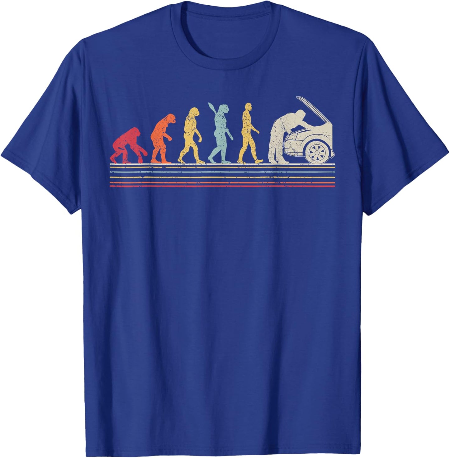 Vintage Style Car Mechanic Evolution Automotive Technician T-Shirt - T-Shirt | Royal