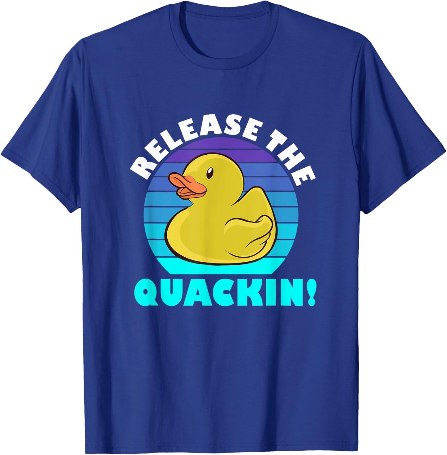 Release the Quacking! Funny Yellow Rubber Ducks Design T-Shirt - T-Shirt | Royal