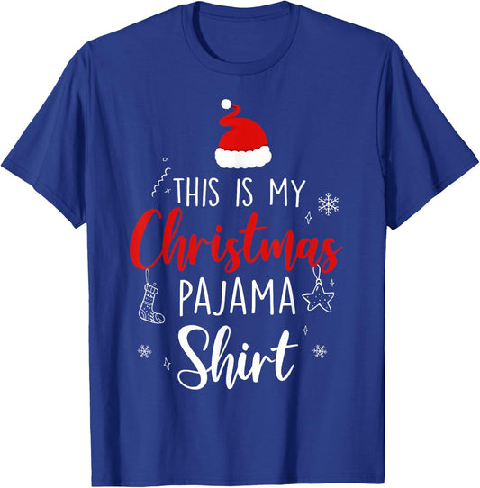 Funny Christmas PJ Pajama Men Women PJS for Family T-Shirt - T-Shirt | Royal