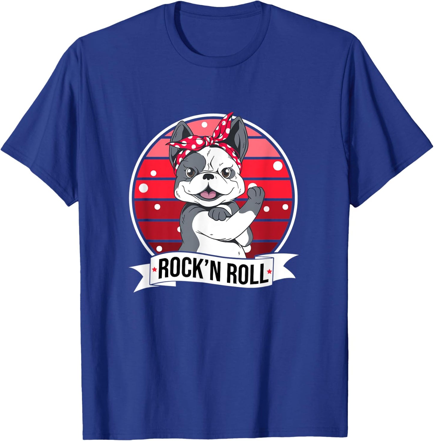 Rockabilly Dog French Bulldog Pin Up Rock'n'Roll Men Women Kids T-Shirt - T-Shirt | Royal
