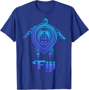 Fiji Island Sea Turtle Blue Sea Tribal Pattern Scuba Diving T-Shirt - T-Shirt | Royal