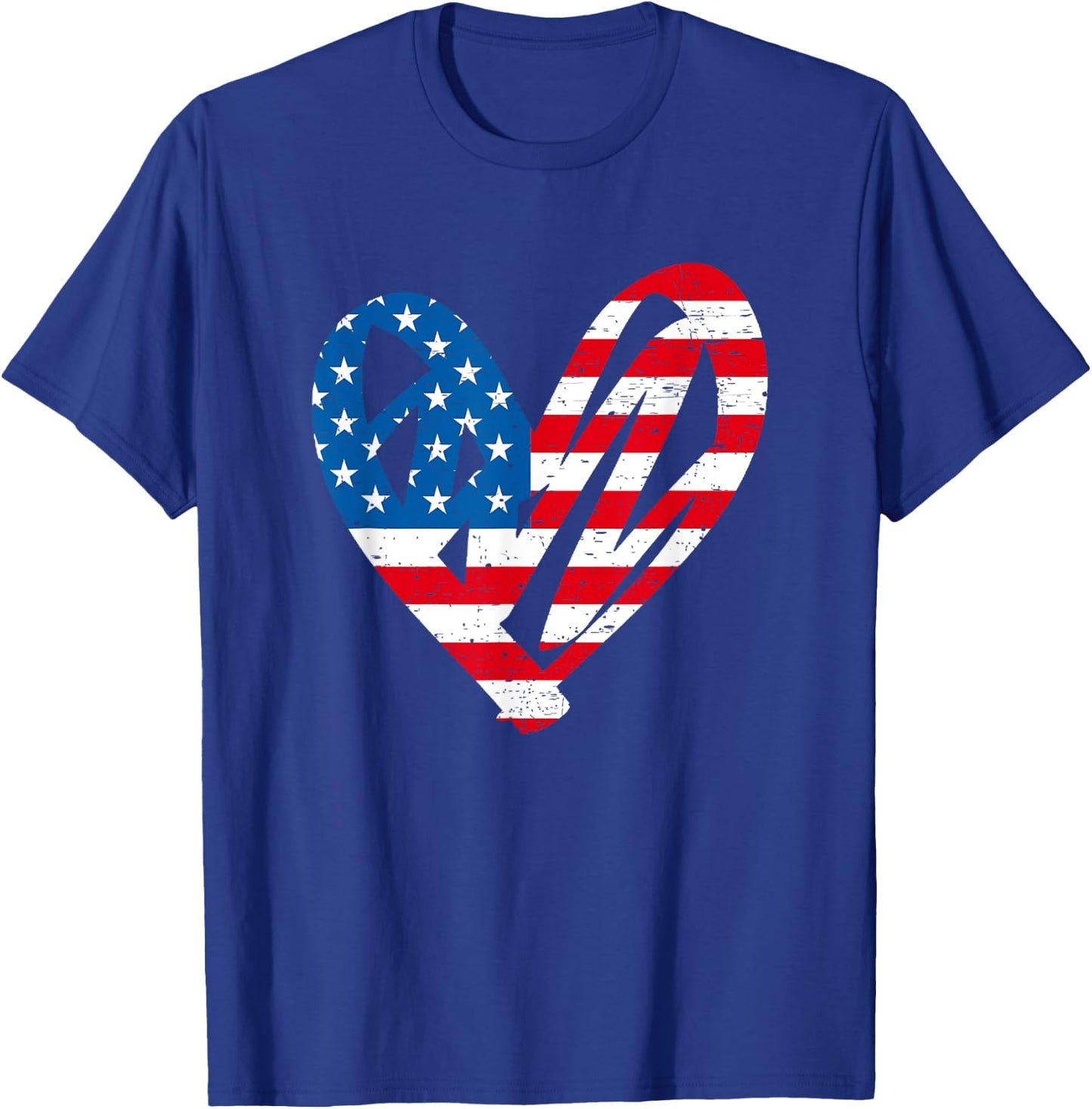 4th July Partiotic Heart Independence Day | & T-Shirt - T-Shirt | Royal
