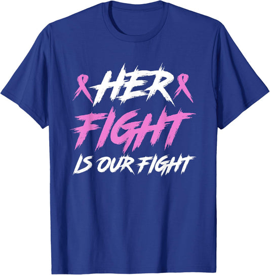 Her Fight Our Fight Family Breast Cancer Awareness Men Kid T-Shirt - T-Shirt | Royal