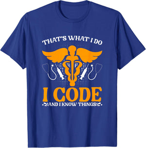 I Code Medical Coding Clinical Biller Medical Coder T-Shirt - T-Shirt | Royal