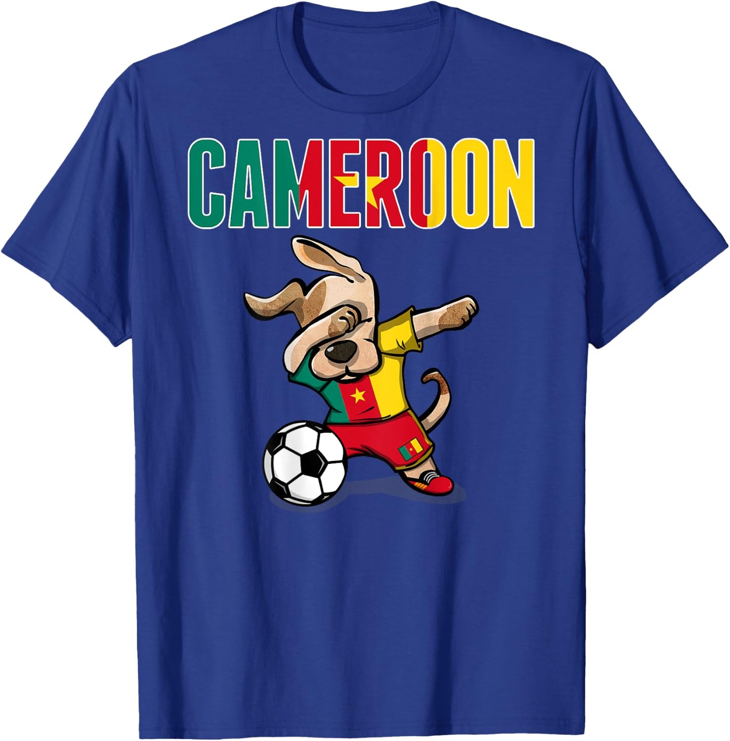 Dabbing Dog Cameroon Soccer Lovers Jersey Cameroonian Flag Men Women Kids T-Shirt - T-Shirt | Royal