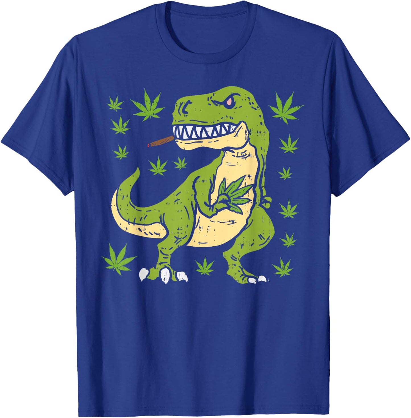 Trex Dinosaur Smoking Weed Cannabis 420 Blunt Stoner Gift T-Shirt - T-Shirt | Royal