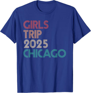Girls Trip Chicago 2025 Illinois Summer Vacation Women Retro T-Shirt - T-Shirt | Royal