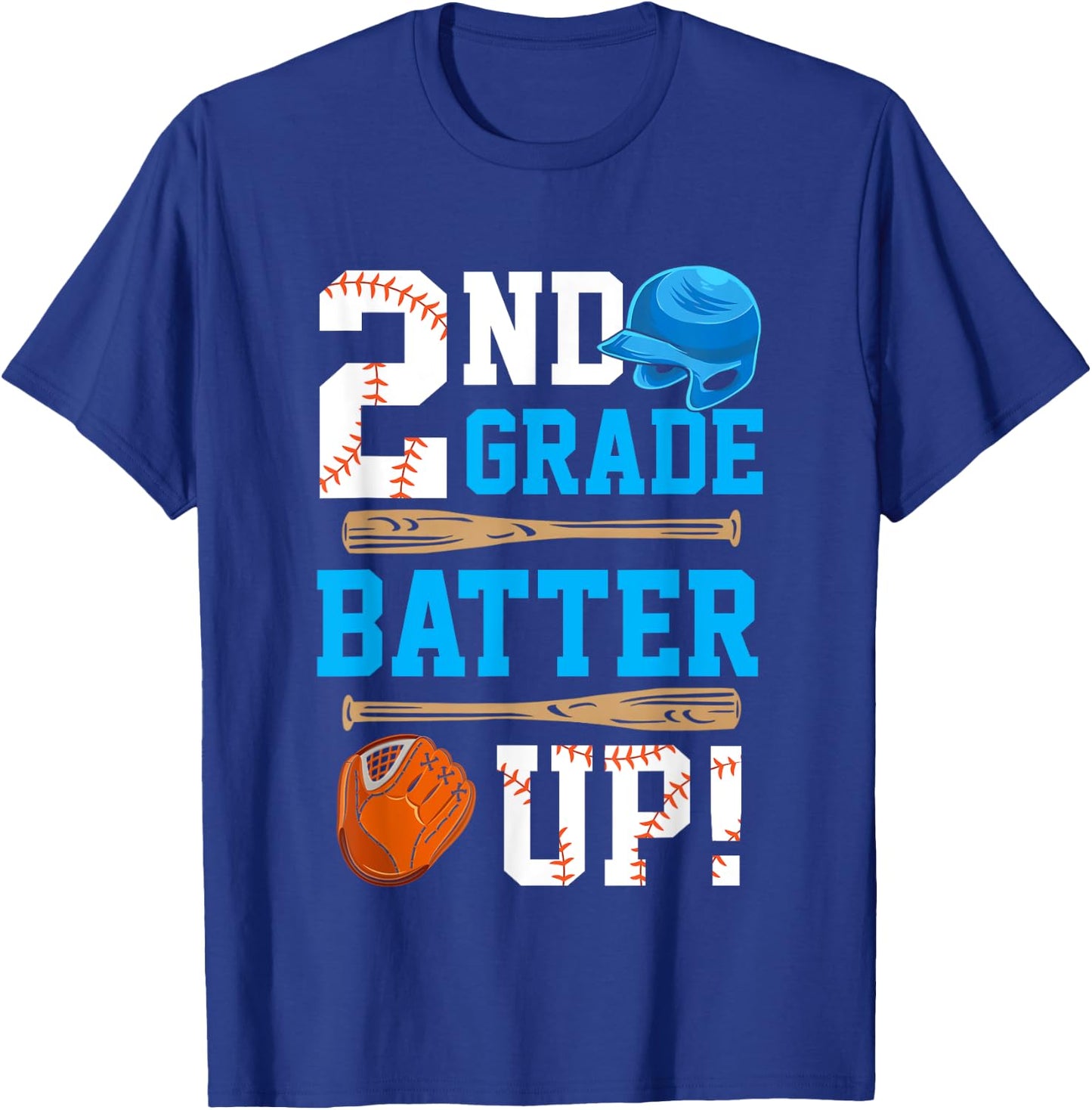 Back To School 2nd Grade Batter Up Baseball First Day Boys T-Shirt - T-Shirt | Royal