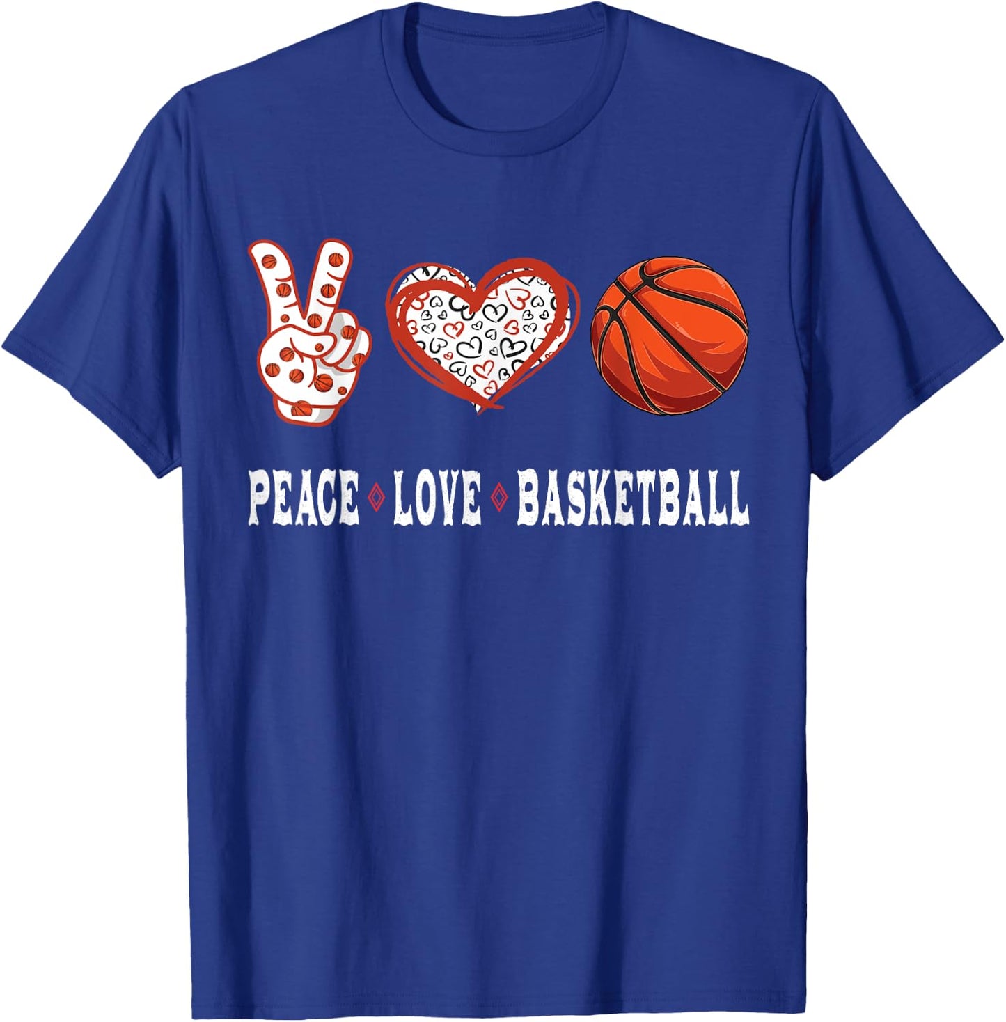 Basketball lovers Player fans Peace love Basketball T-Shirt - T-Shirt | Royal