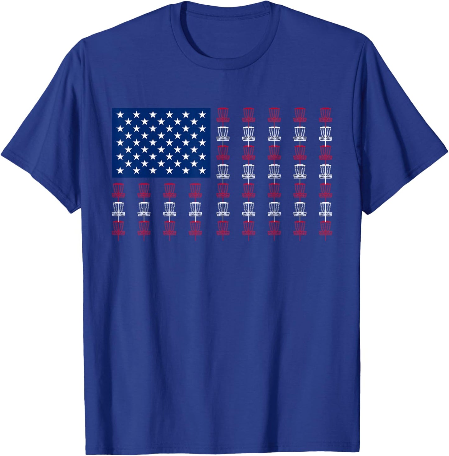American Flag Disc Golf Player Men Women Fourth of July T-Shirt - T-Shirt | Royal