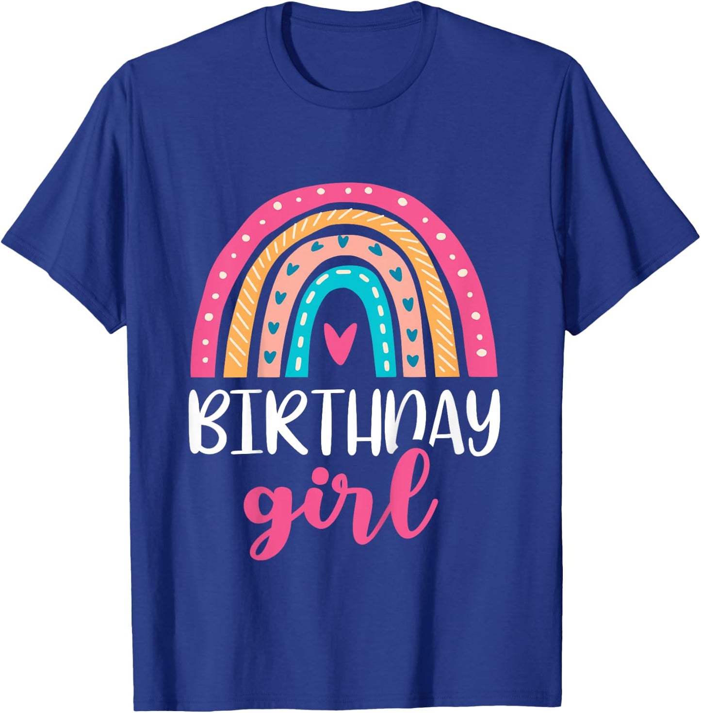 Girl's Birthday Boho Rainbow Birthday Retro Throwback Pink T-Shirt - T-Shirt | Royal