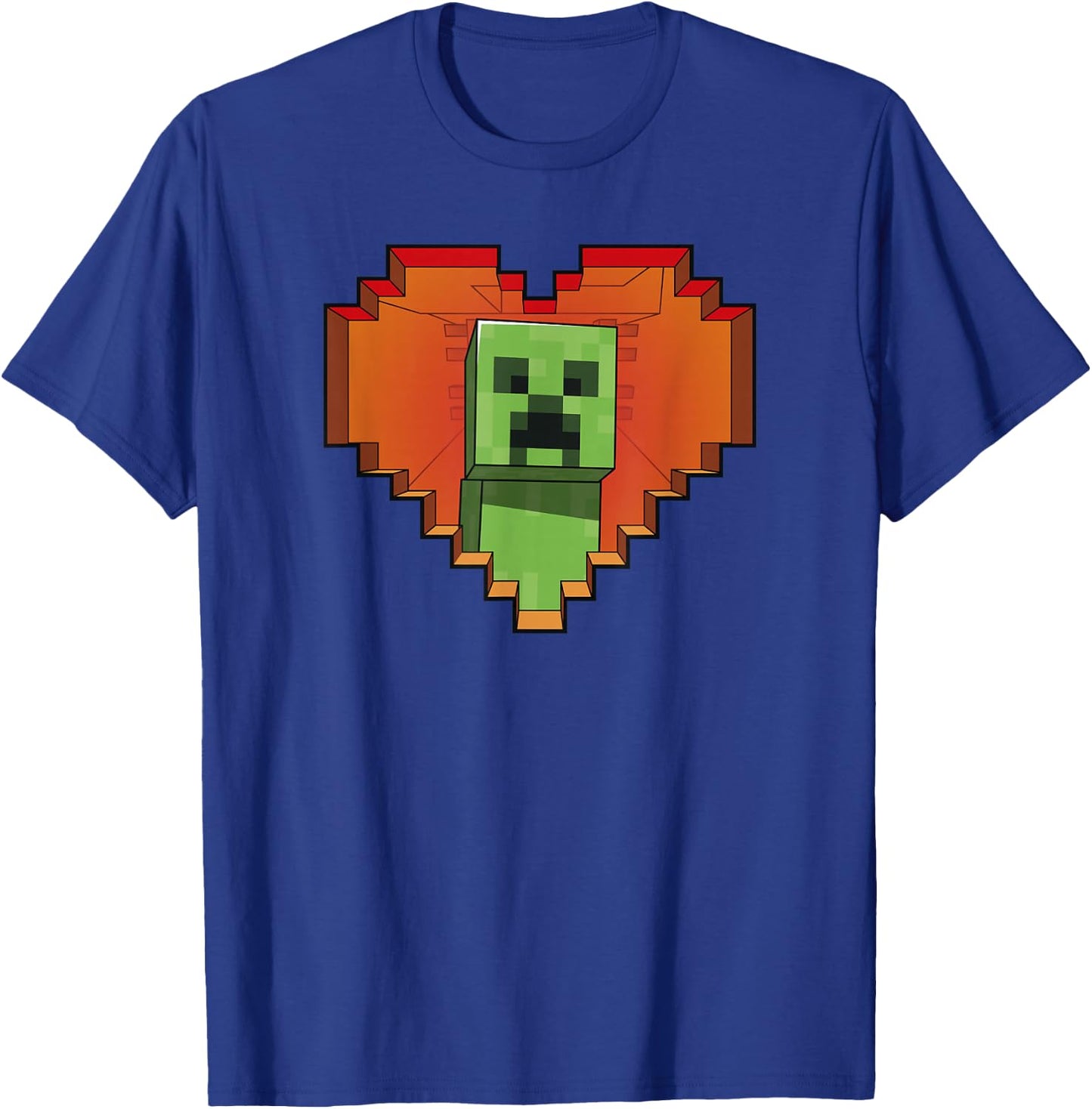 Minecraft Heart Logo Creeper Fill T-Shirt - T-Shirt | Royal