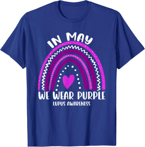 Rainbow In May We Wear Purple Lupus Awareness T-Shirt - T-Shirt | Royal