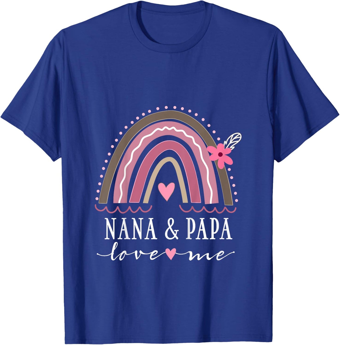 Kids Nana and Papa Love Me Girls Grandchild Boho Rainbow T-Shirt - T-Shirt | Royal